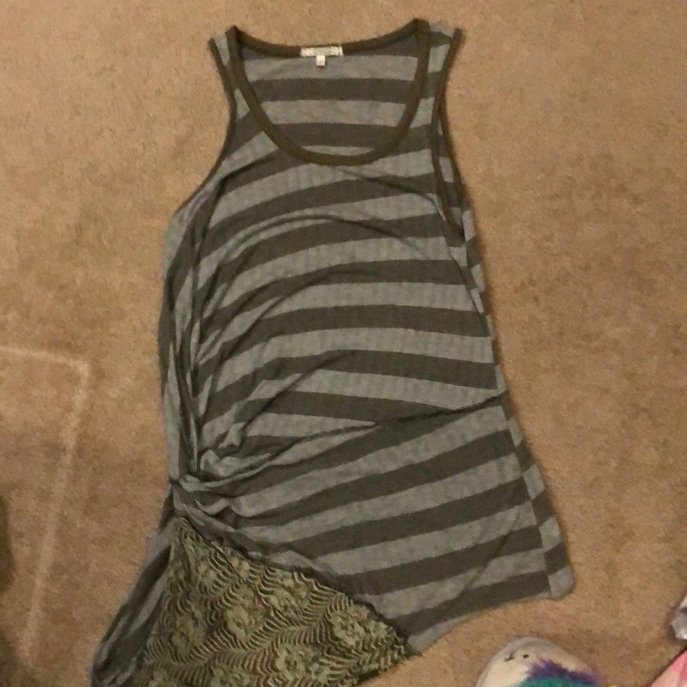 Gimmicks green/tan striped tank